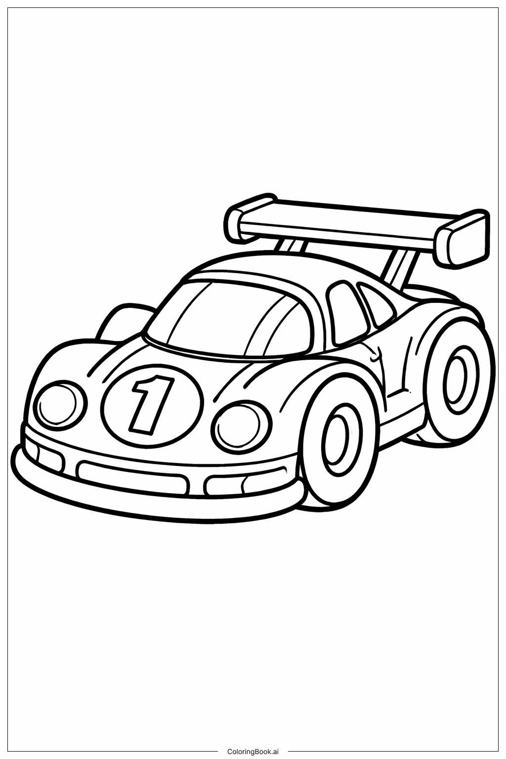  赛道上的赛车填色页 