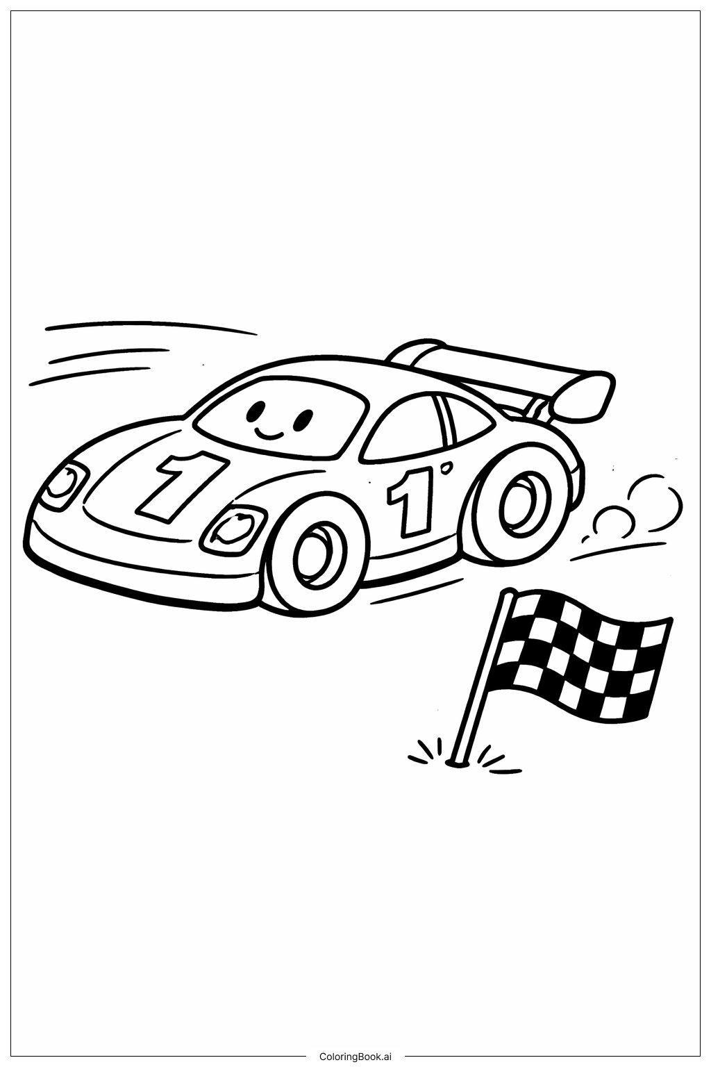  赛车简单赛道场景填色页 