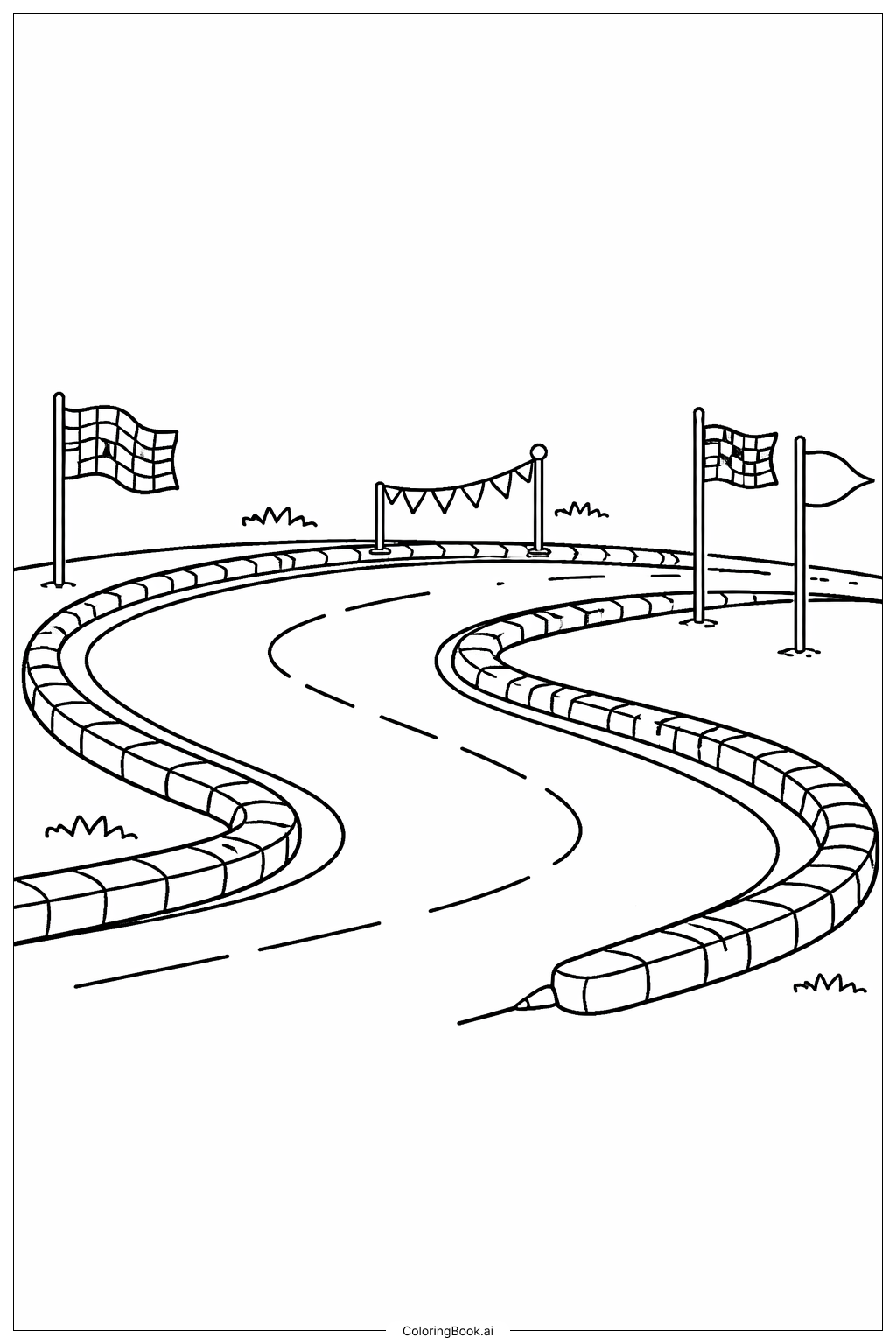  赛车赛道视图填色页 