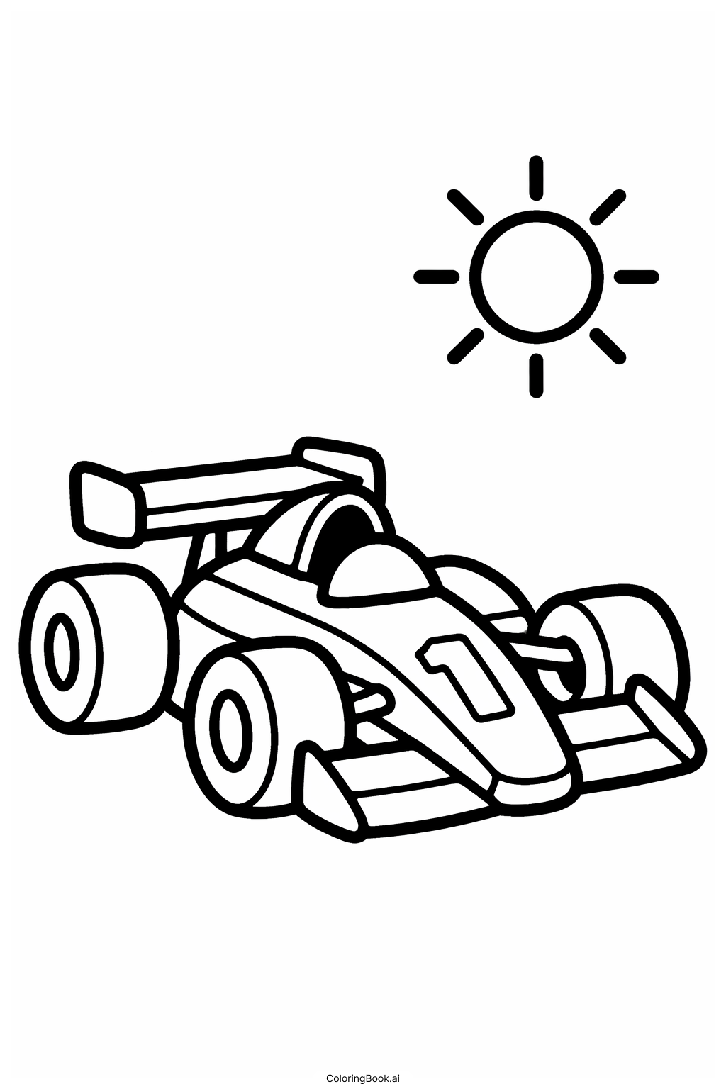  阳光下的赛车填色页 