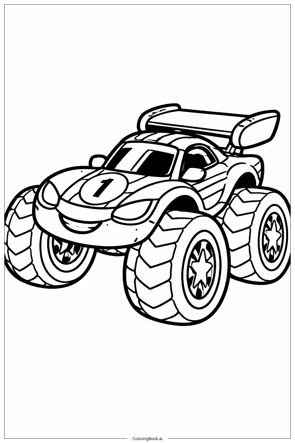  大轮赛车填色页 