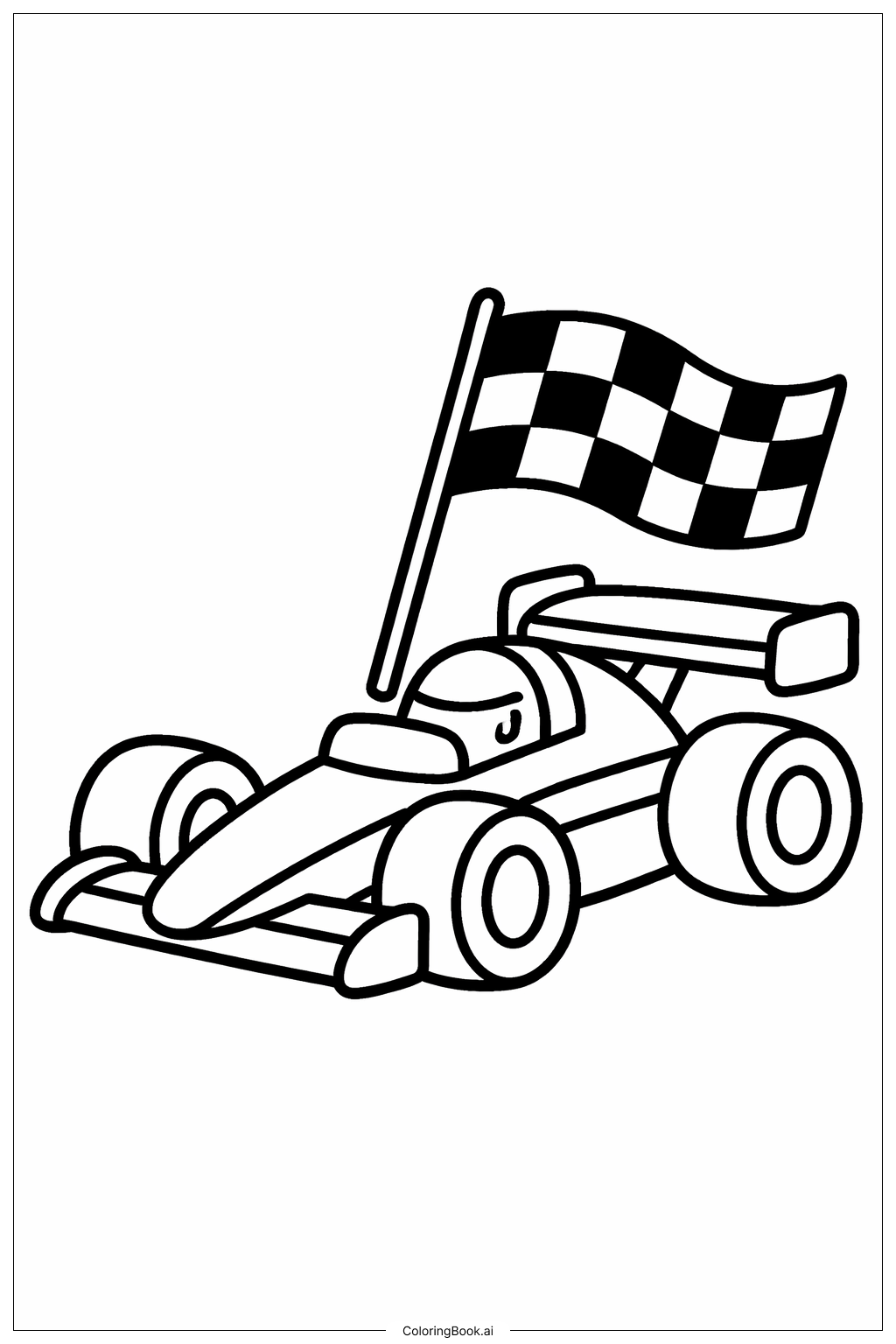  带旗赛车填色页 