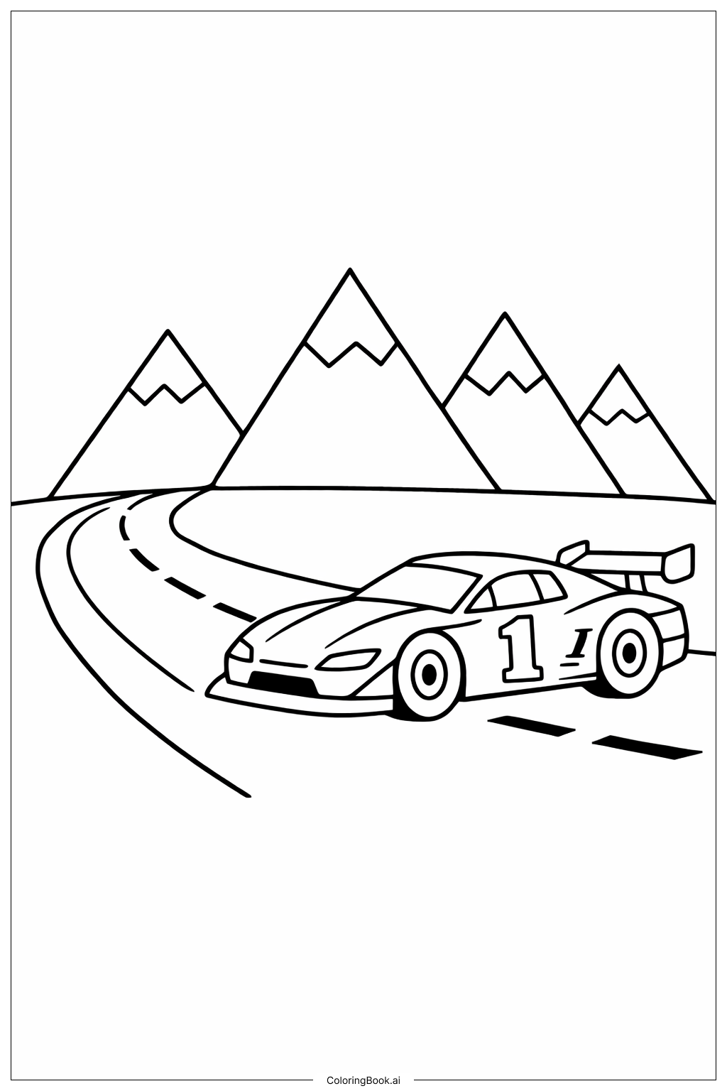  山脉赛车填色页 