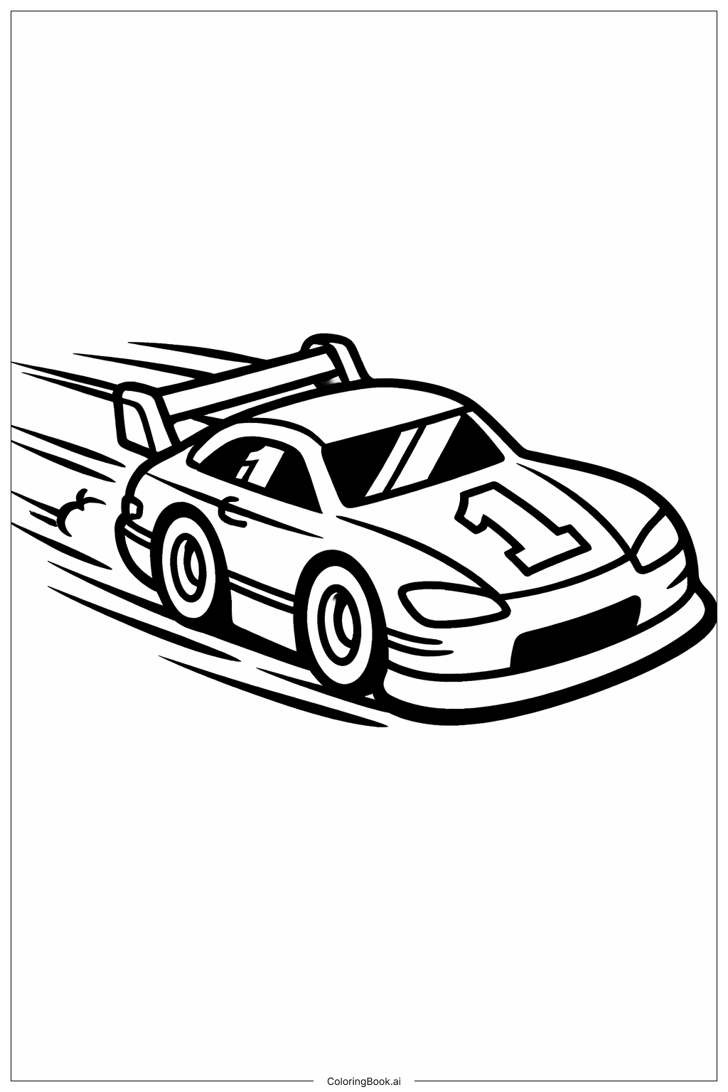  赛车飞驰向前填色页 