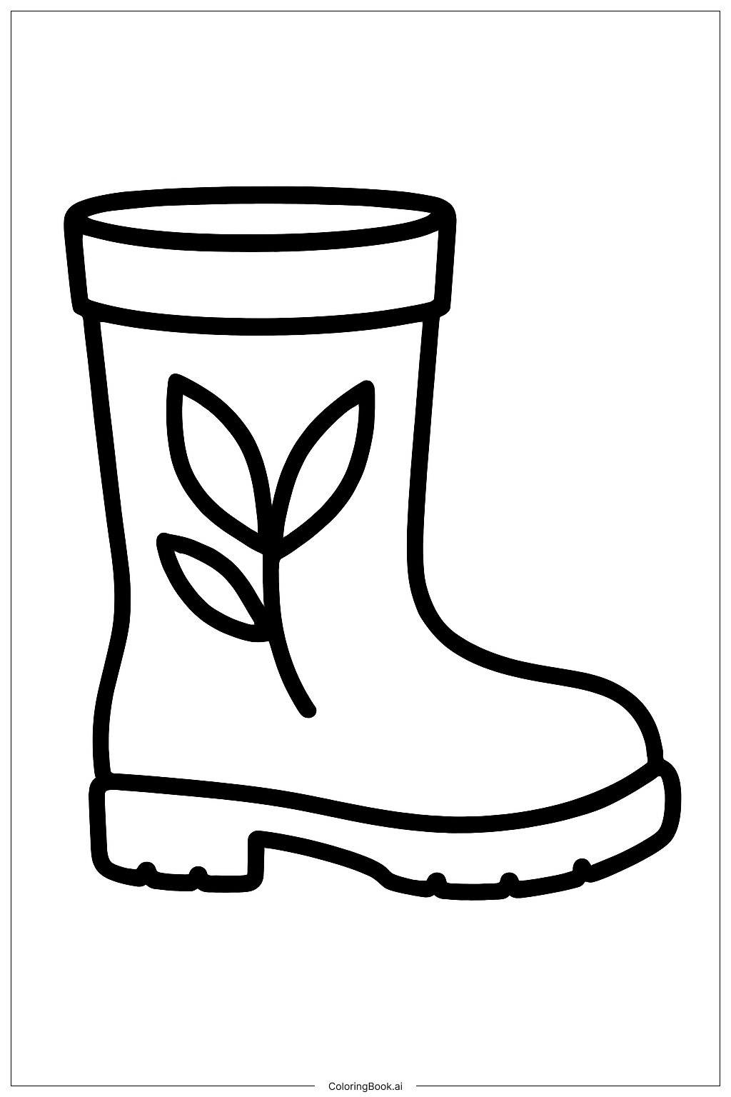 Página para colorir de Bota de Chuva Folhas de Outono