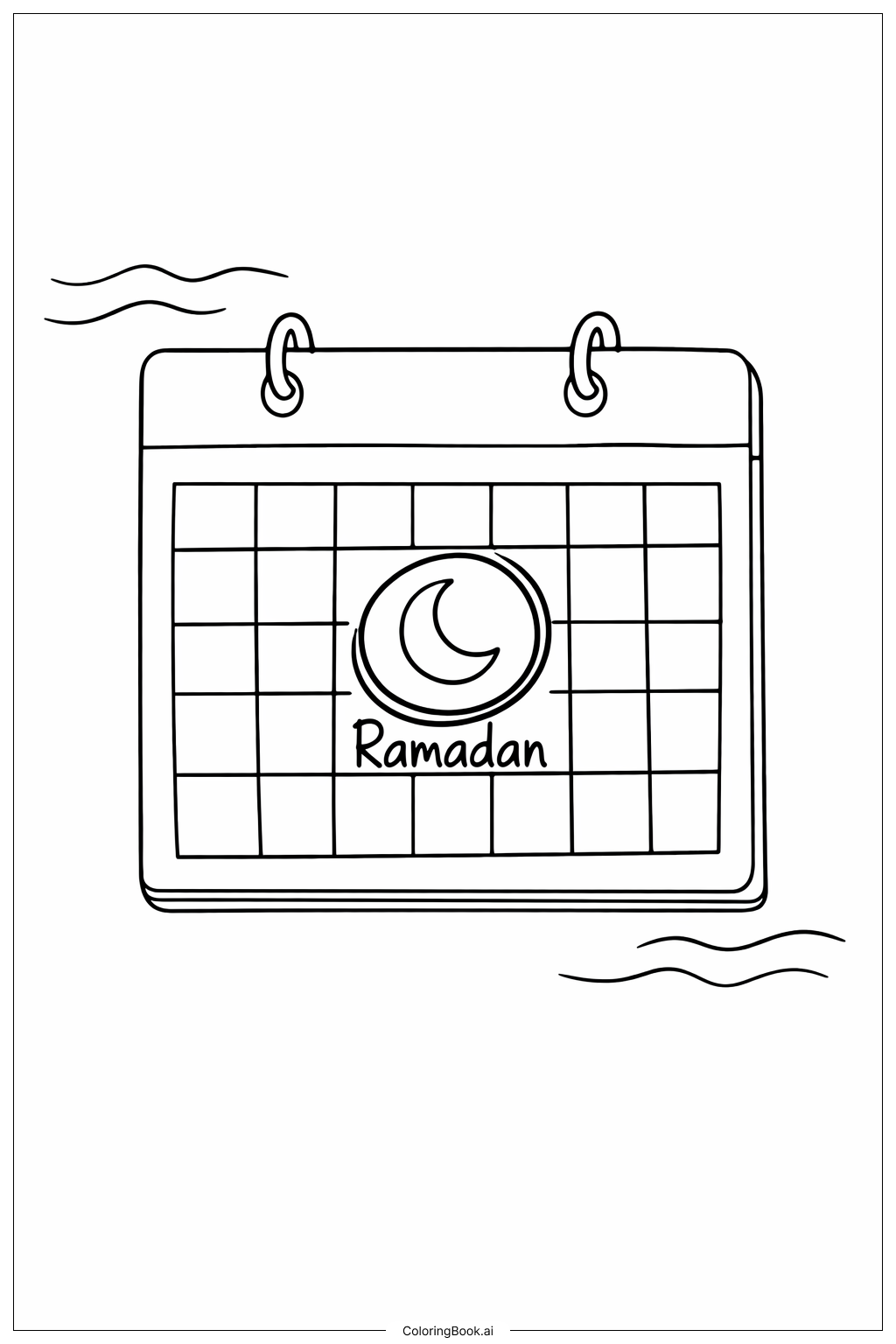  斋月日历标记日填色页 