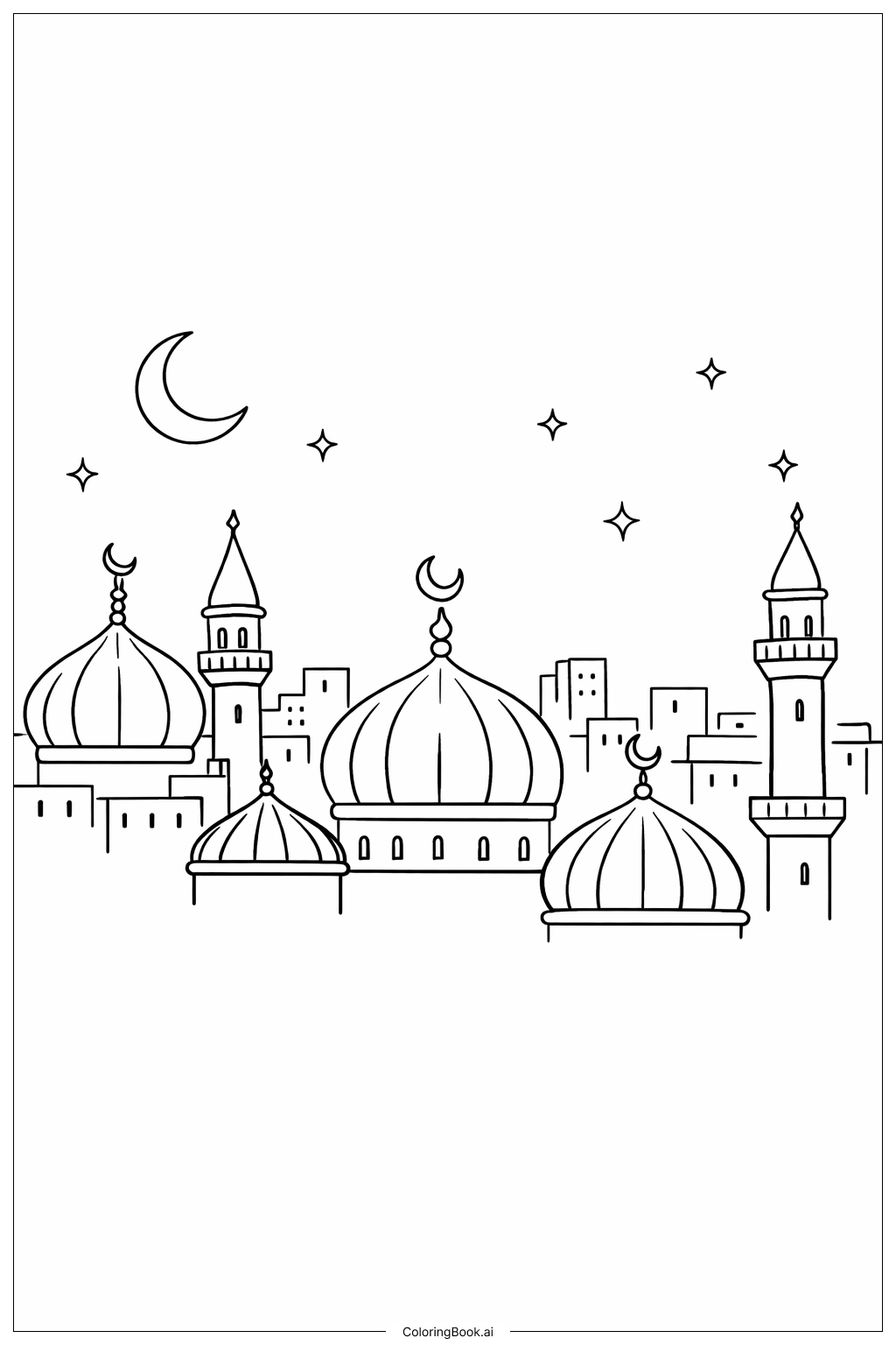  斋月城市天际线填色页 