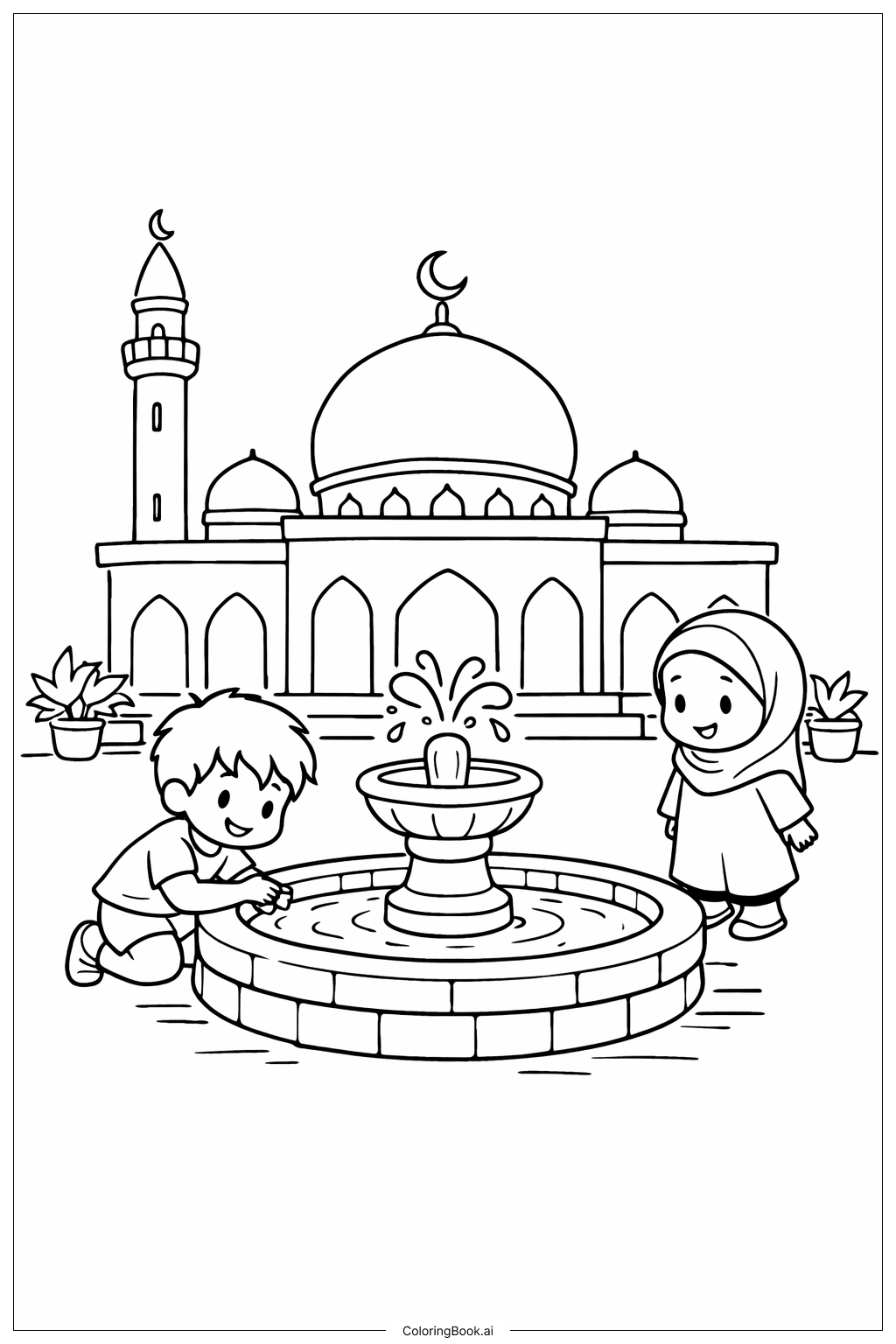  斋月清真寺庭院填色页 