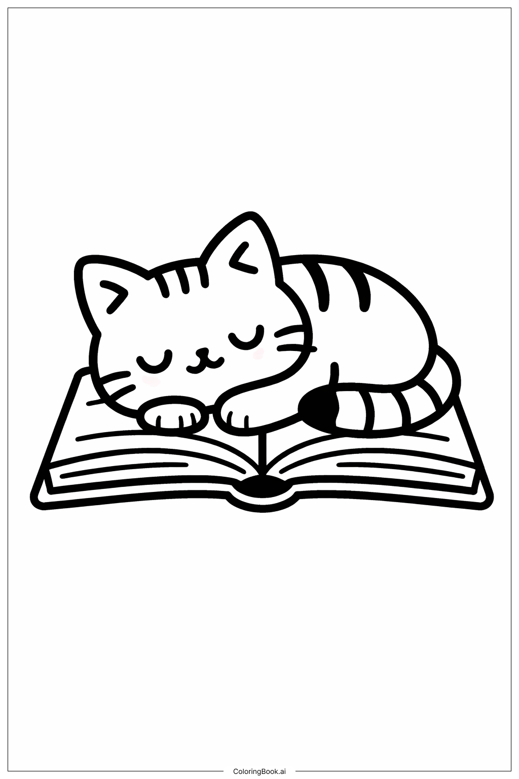 Trang tô màu Giấc Ngủ Ấm Áp Của Mèo Đọc Sách Trên Toàn Nước Mỹ