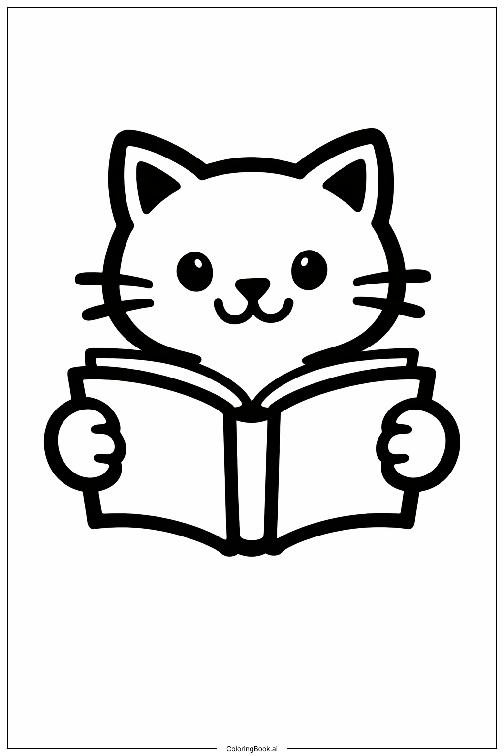 Trang tô màu Chú Mèo Thân Thiện Đọc Sách Ngày Đọc Sách Mỹ