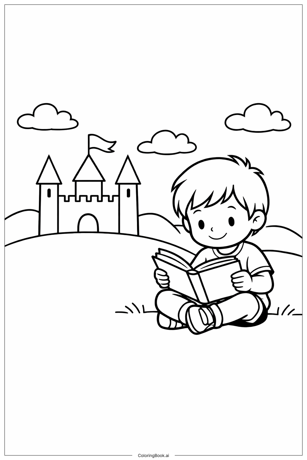 Trang tô màu Lâu đài Đọc sách Chào mừng Ngày Đọc Sách Trên Toàn nước Mỹ