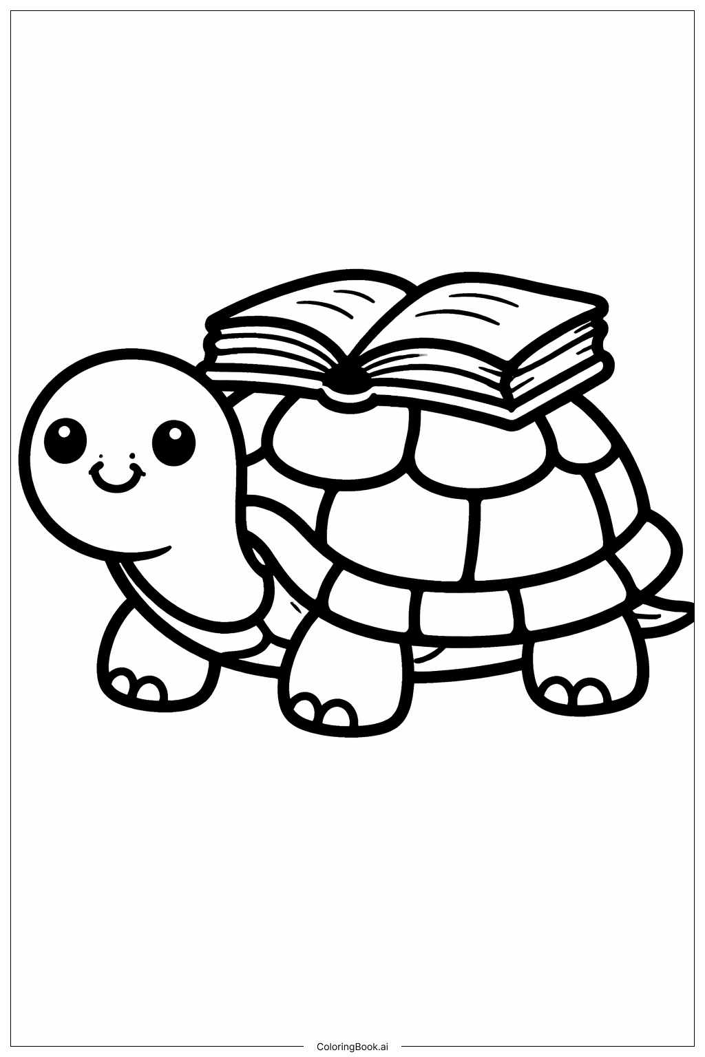 Trang tô màu Rùa Đọc Sách Chào Mừng Ngày Đọc Sách Toàn Quốc