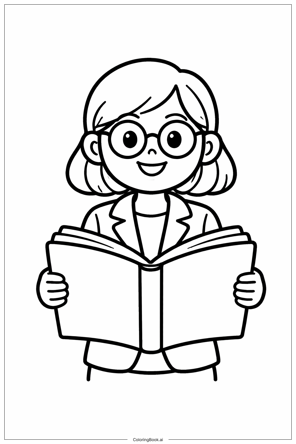 Trang tô màu Đọc Sách Cùng Giáo Viên Nhân Ngày Đọc Sách Quốc Gia