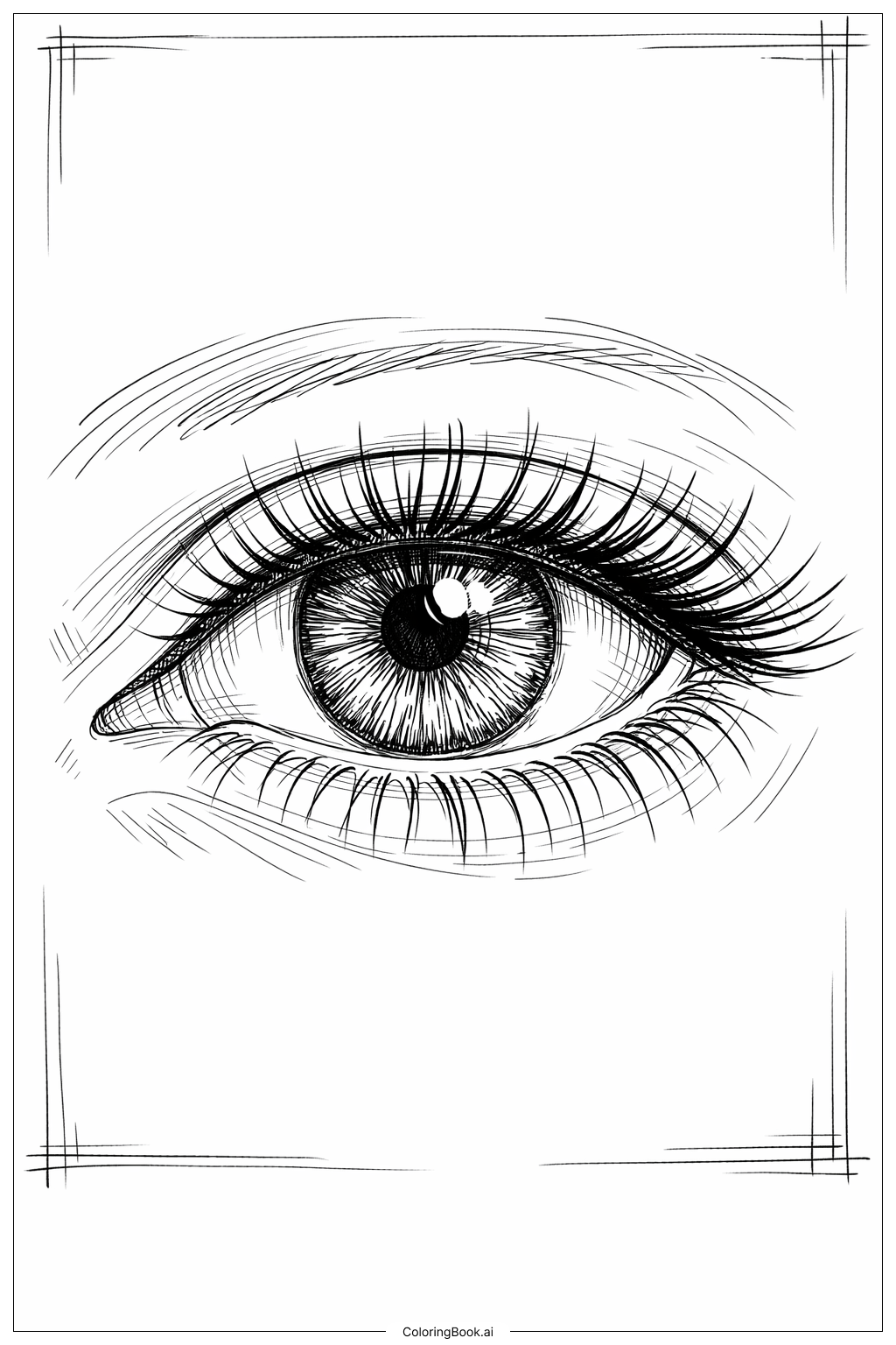  Página para colorear de Estudio Realista del Ojo Humano 