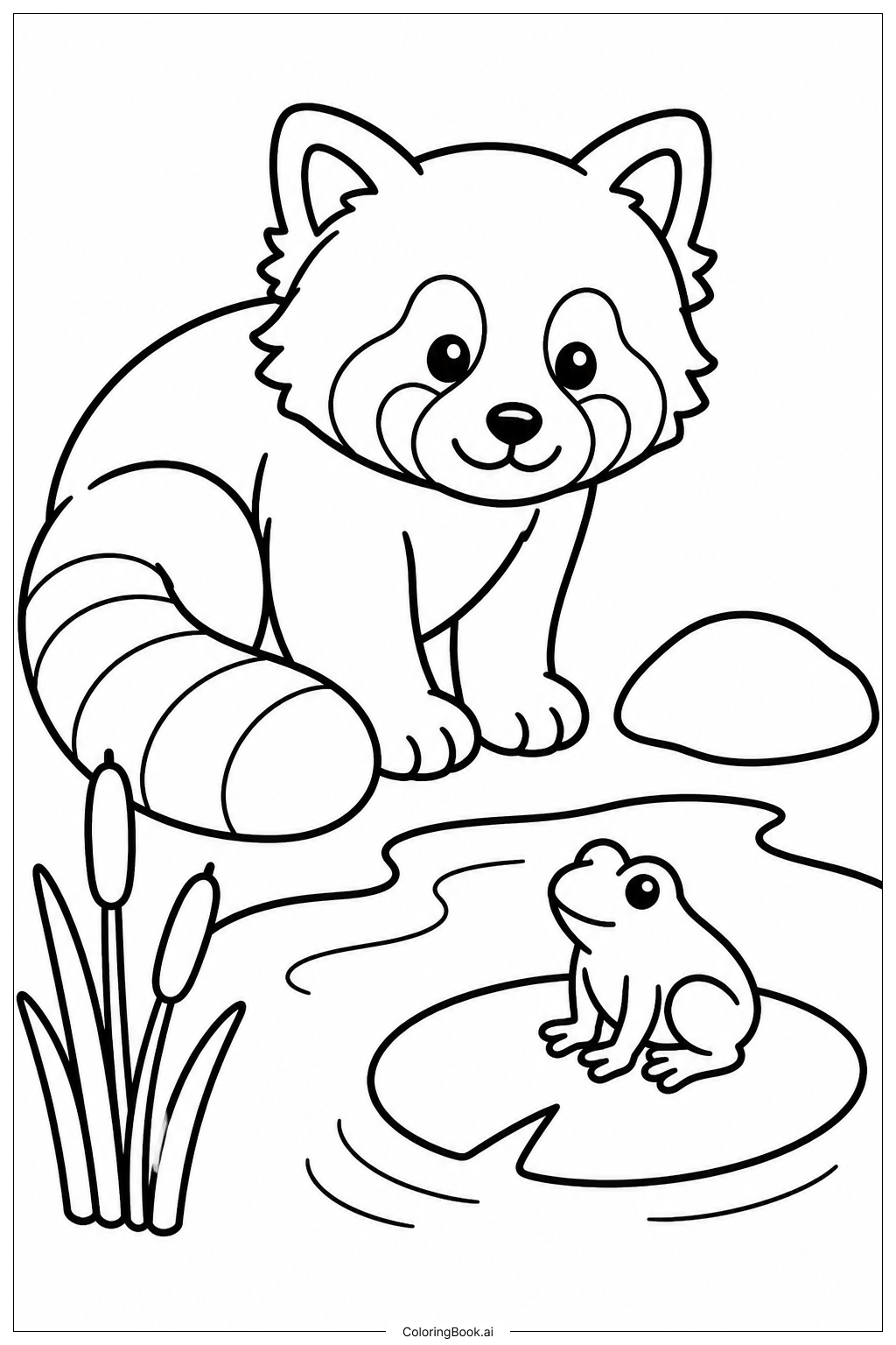 Roter Panda an einem Teich Ausmalseite