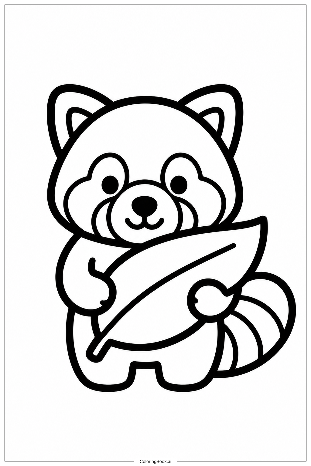 Roter Panda hält Blatt