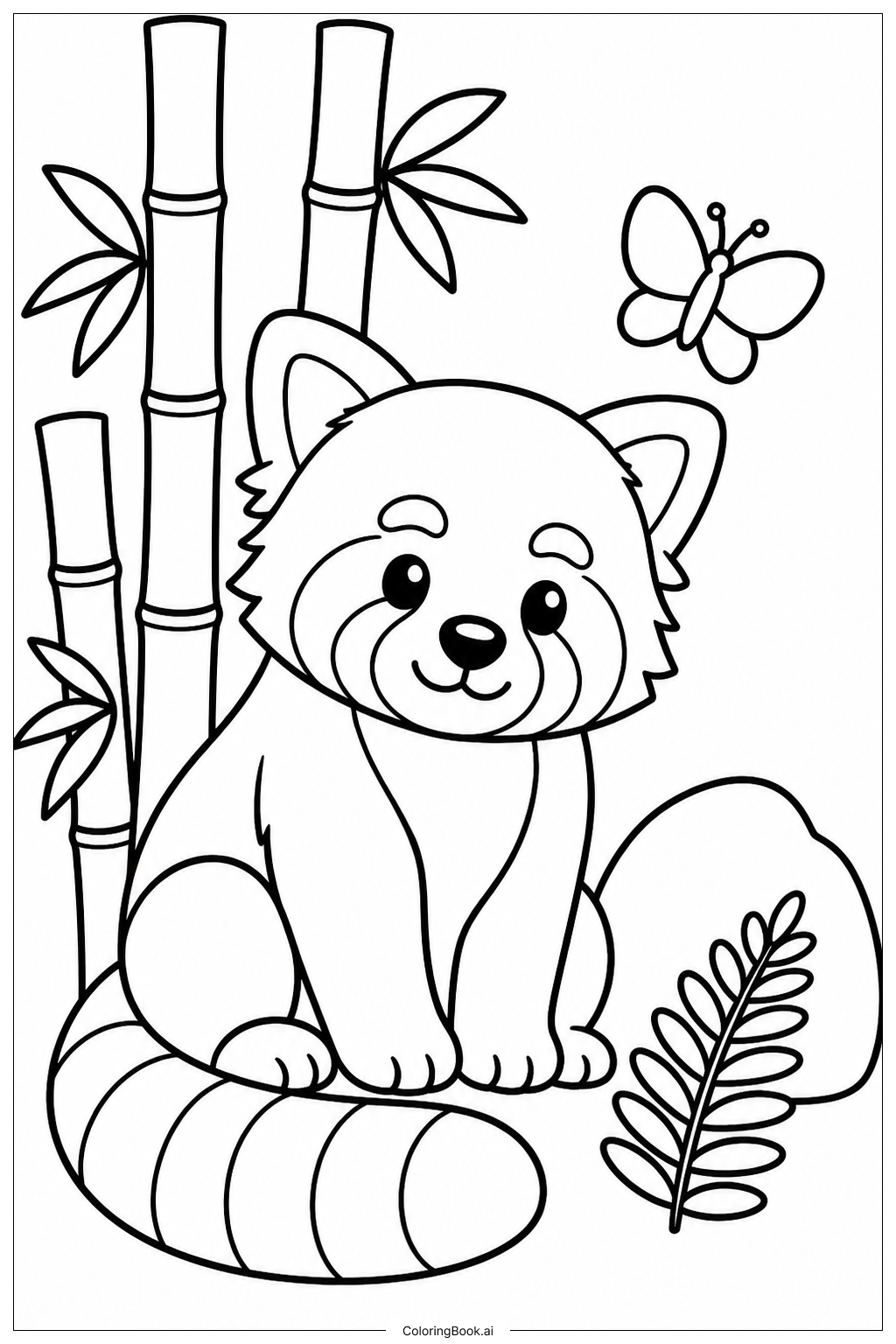 Roter Panda im Bambushain Ausmalseite
