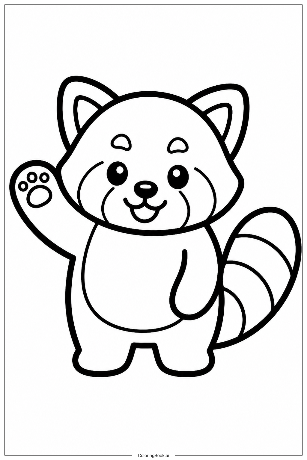 Roter Panda hebt Pfote Ausmalseite