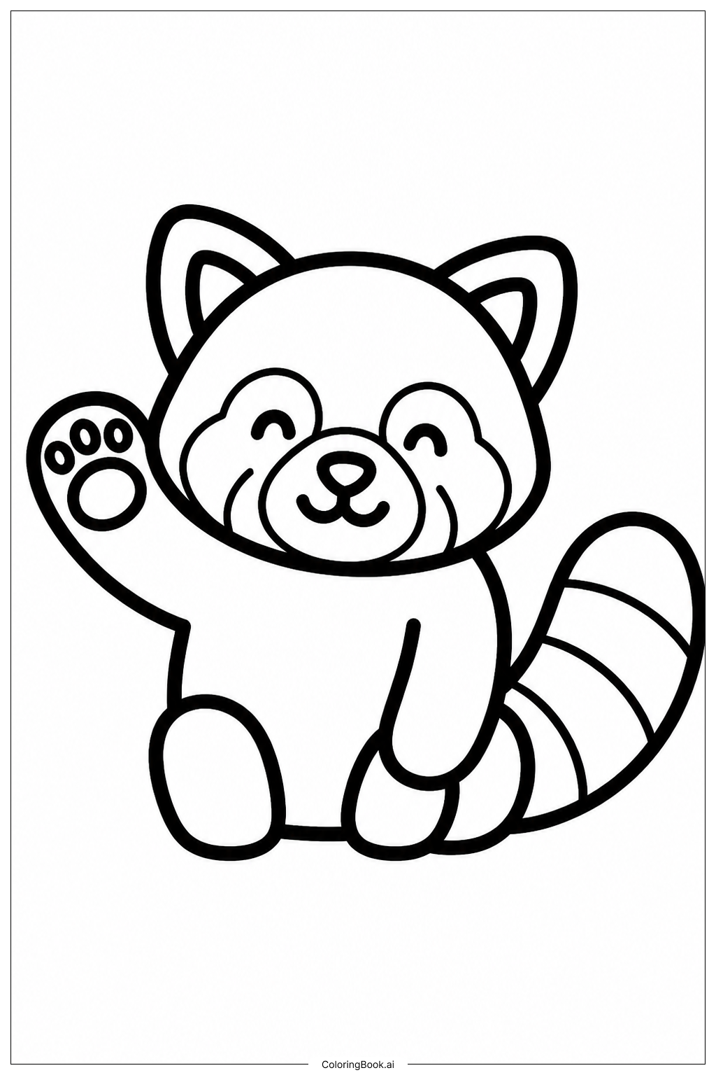 Roter Panda winkt mit der Pfote Ausmalseite