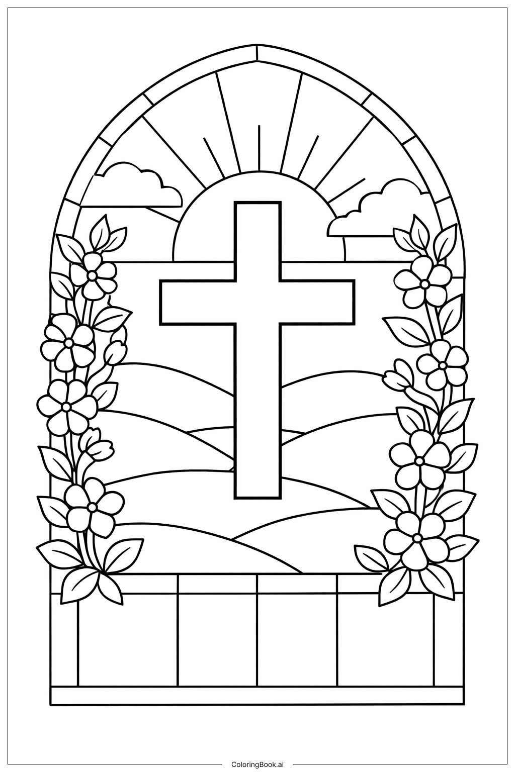  复活教堂窗填色页 
