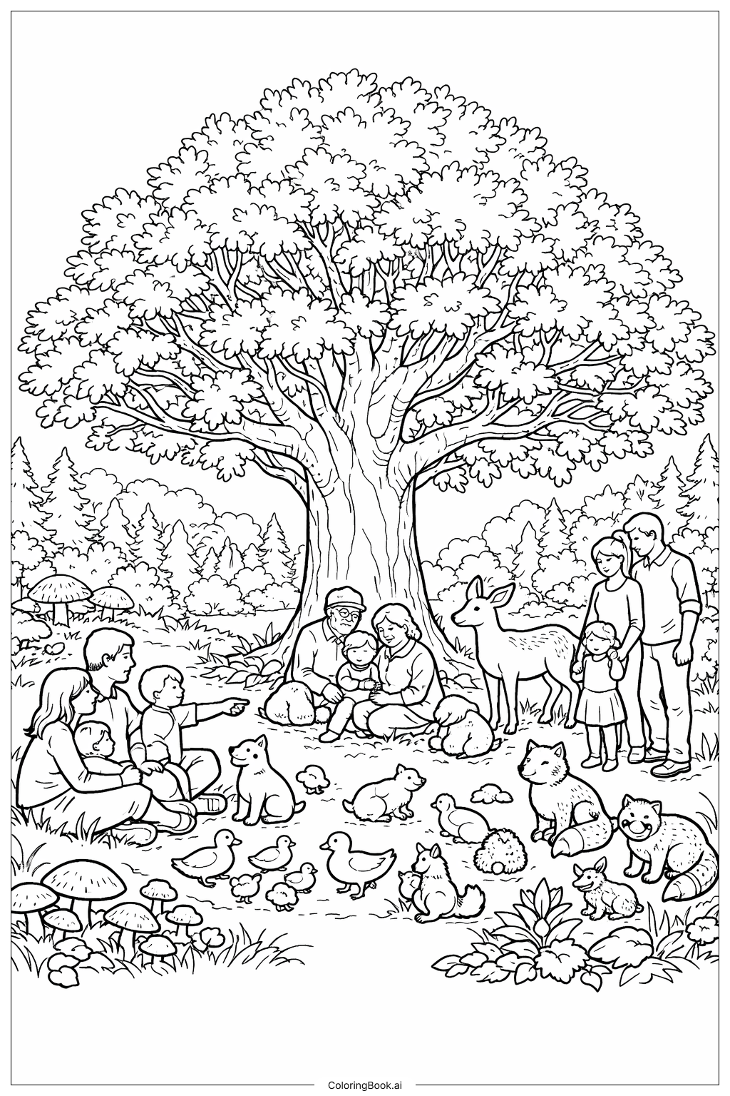  Página para colorir de Encontro na Floresta da Ressurreição 