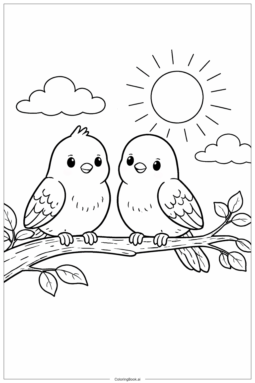  よみがえりの友好的な鳥たちの塗り絵ページ 