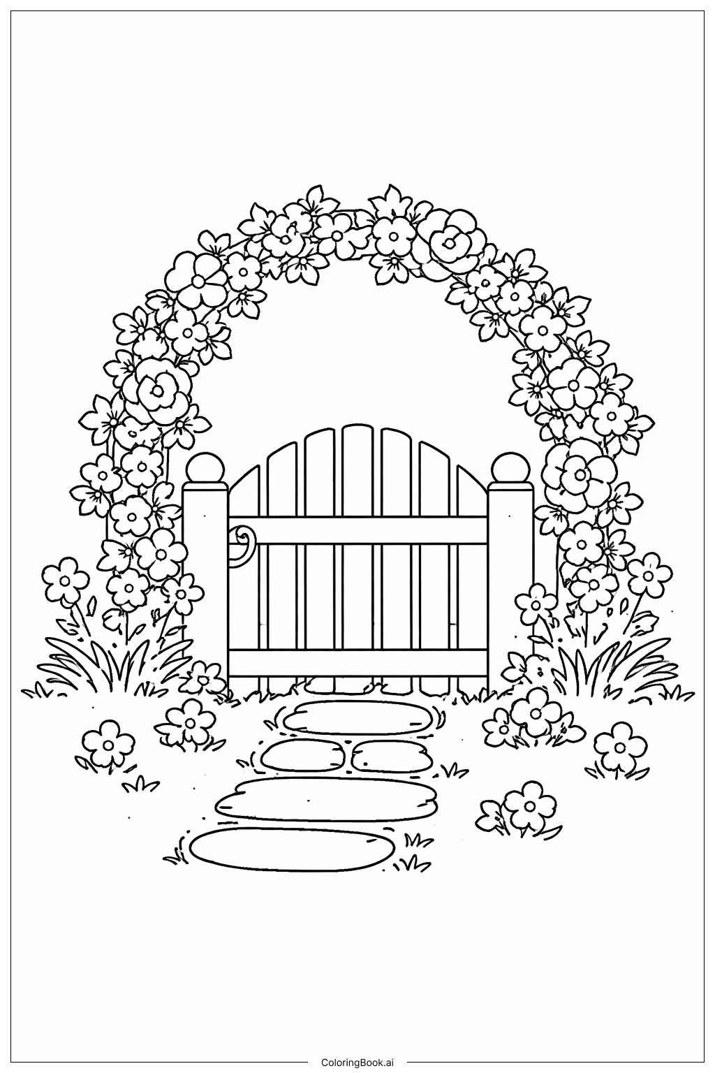  复活花园大门填色页 