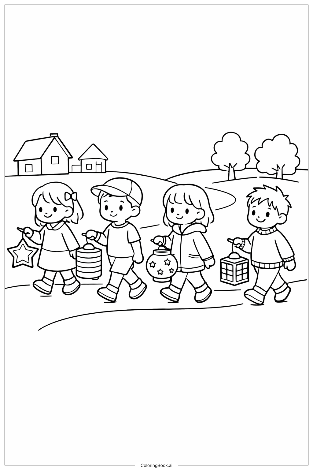  부활절 랜턴 퍼레이드 색칠공부 페이지 