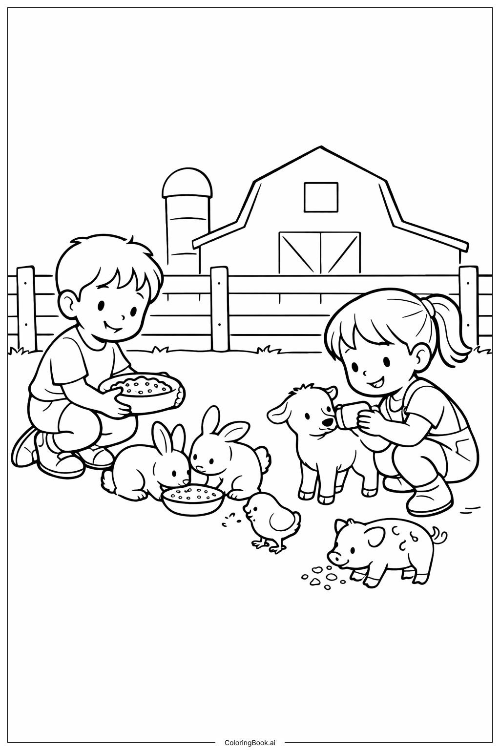  复活节宠物乐园填色页 