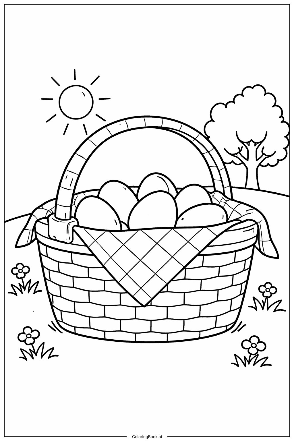  复活节野餐篮填色页 