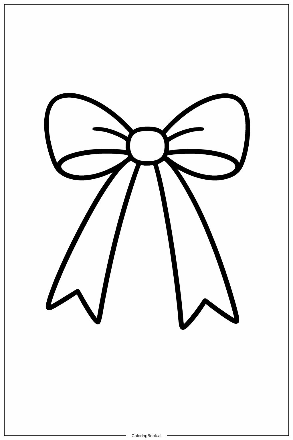  リボンボウループの塗り絵ページ 