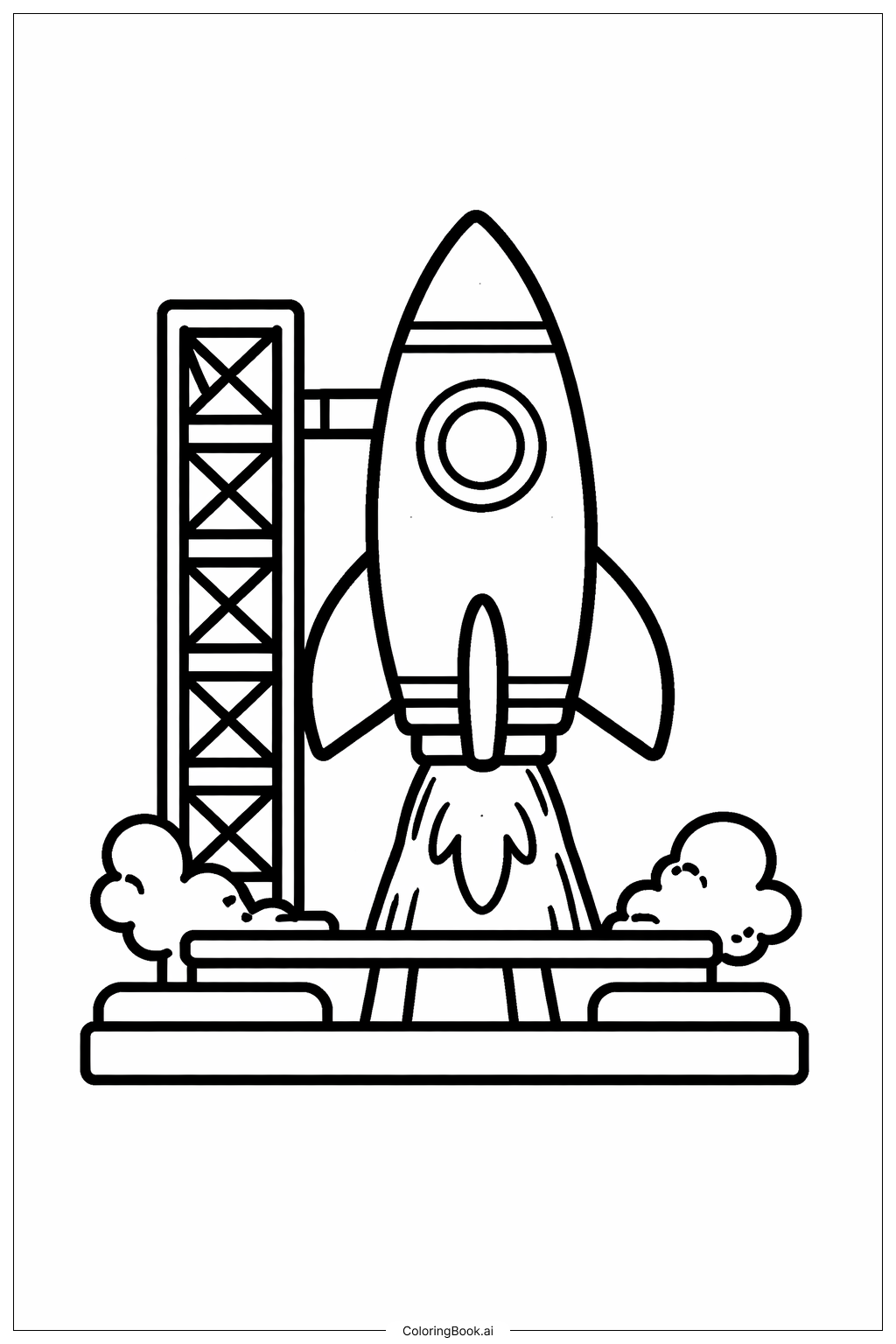  發射台上的火箭著色頁 