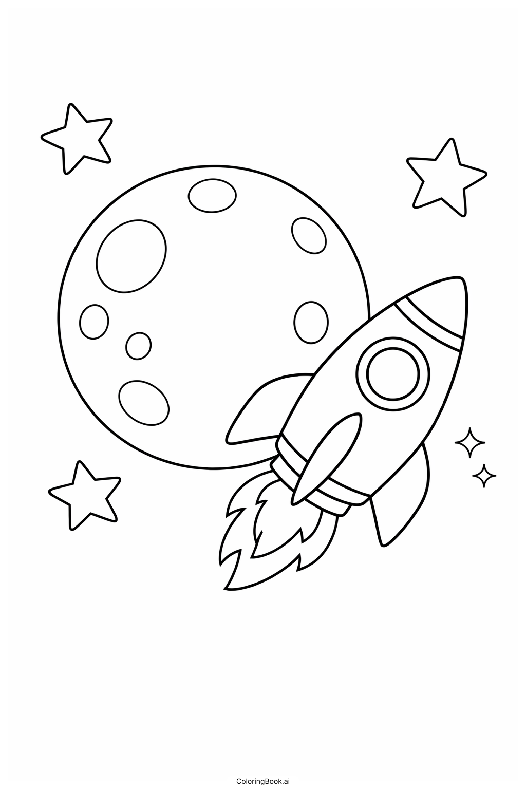  火箭船飛越月球著色頁 