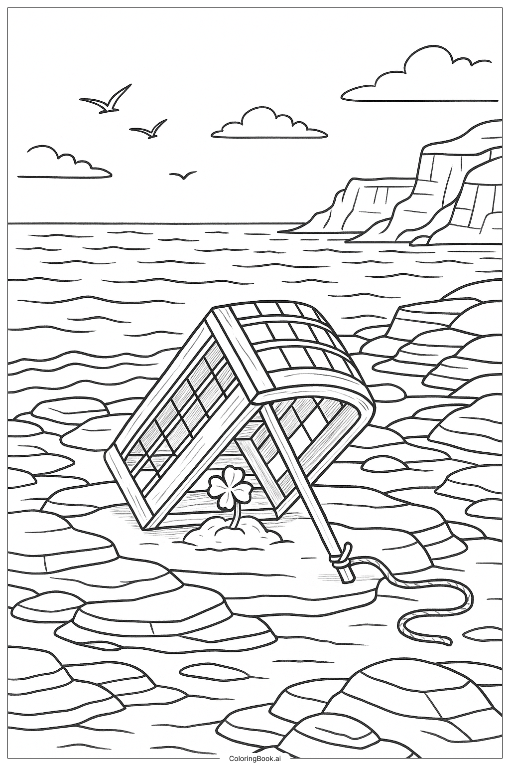  Página para colorear de Trampa para duende en la costa rocosa 