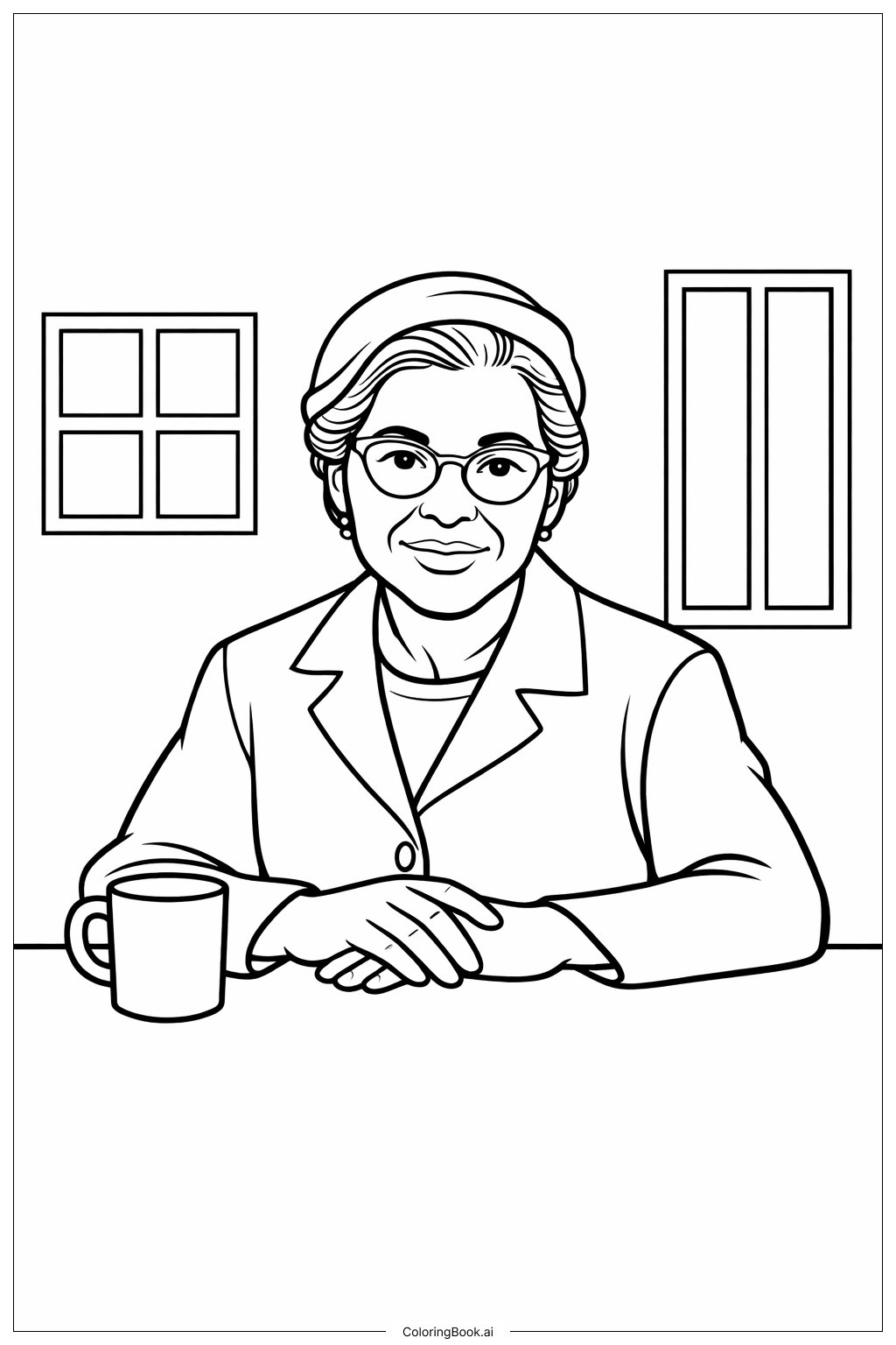  罗莎·帕克斯家中的桌子填色页 