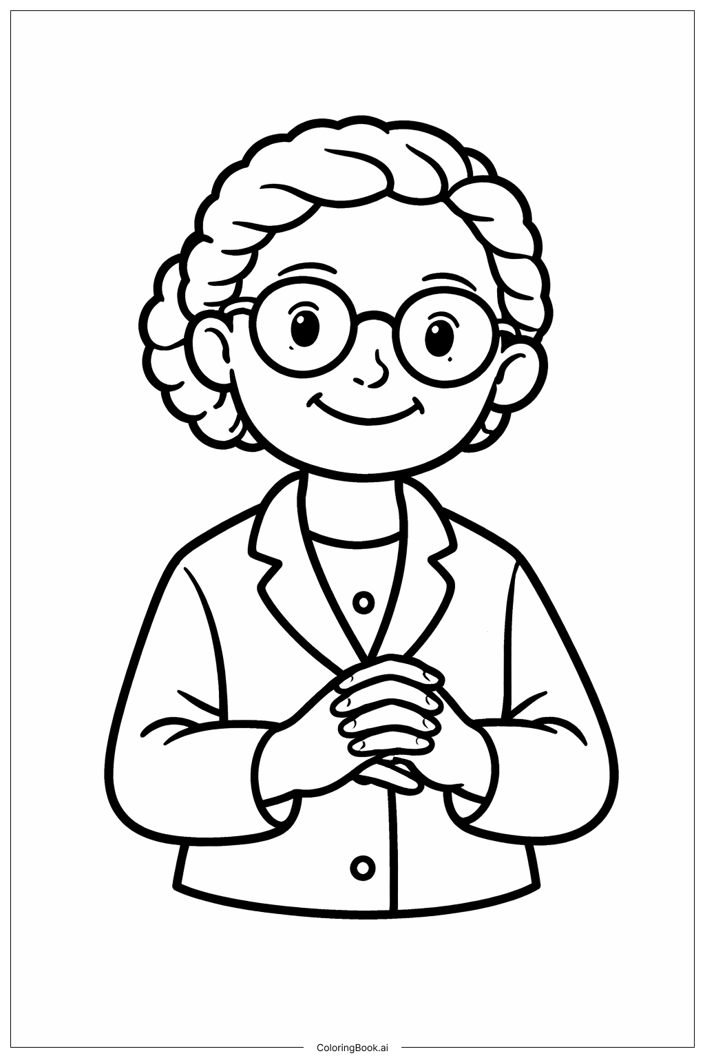  罗莎·帕克斯双手交叠填色页 