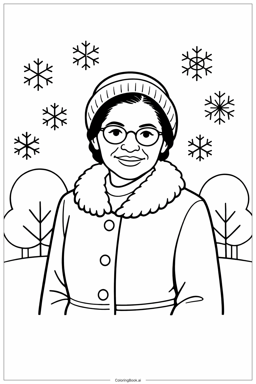  罗莎·帕克斯穿冬季外套填色页 