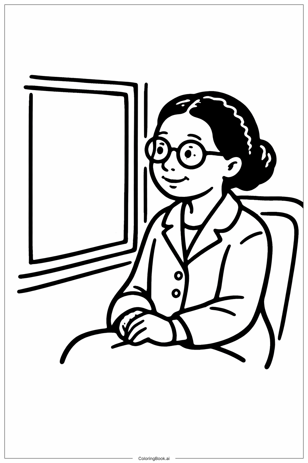  罗莎·帕克斯望向窗外填色页 