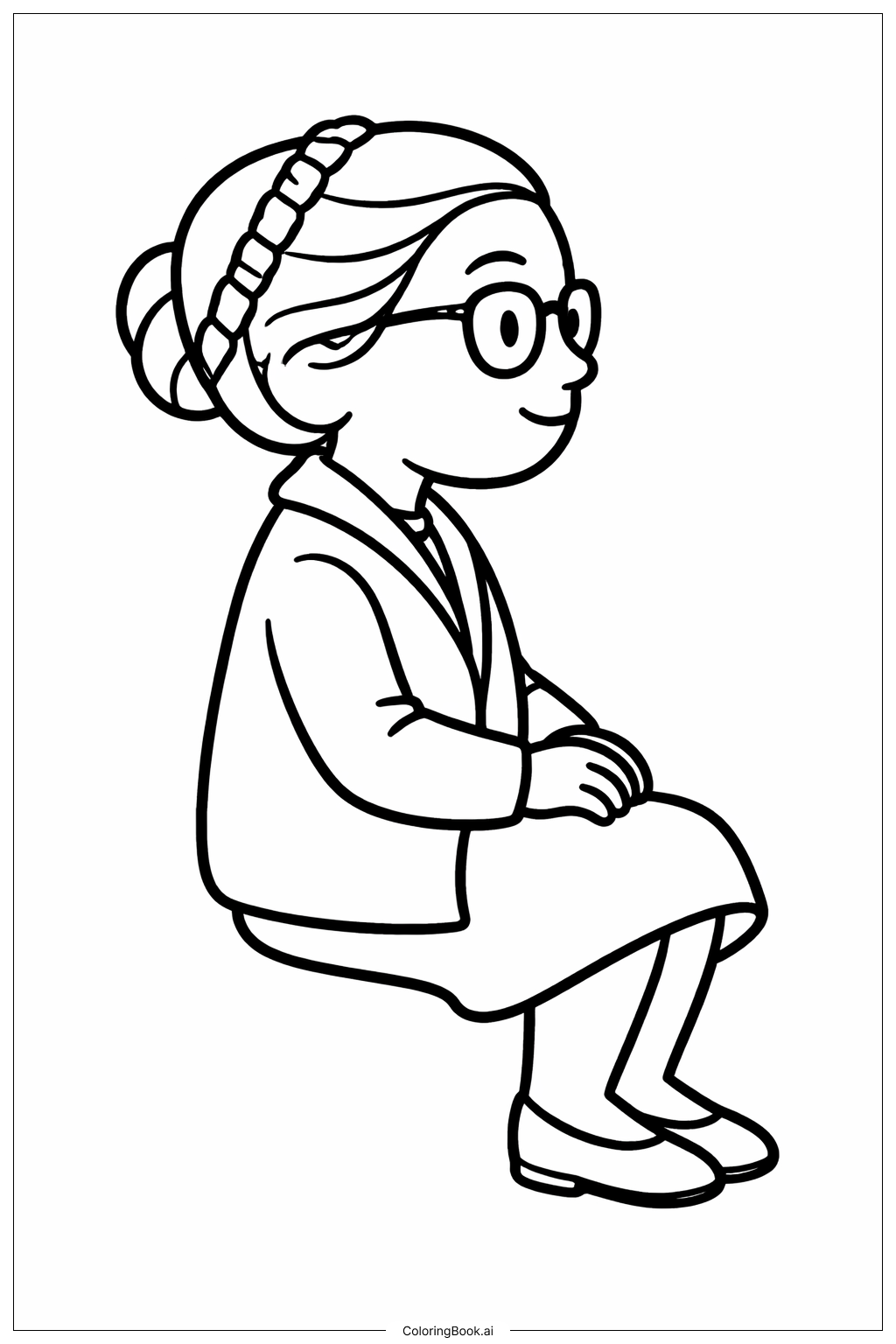  罗莎·帕克斯侧面坐姿填色页 