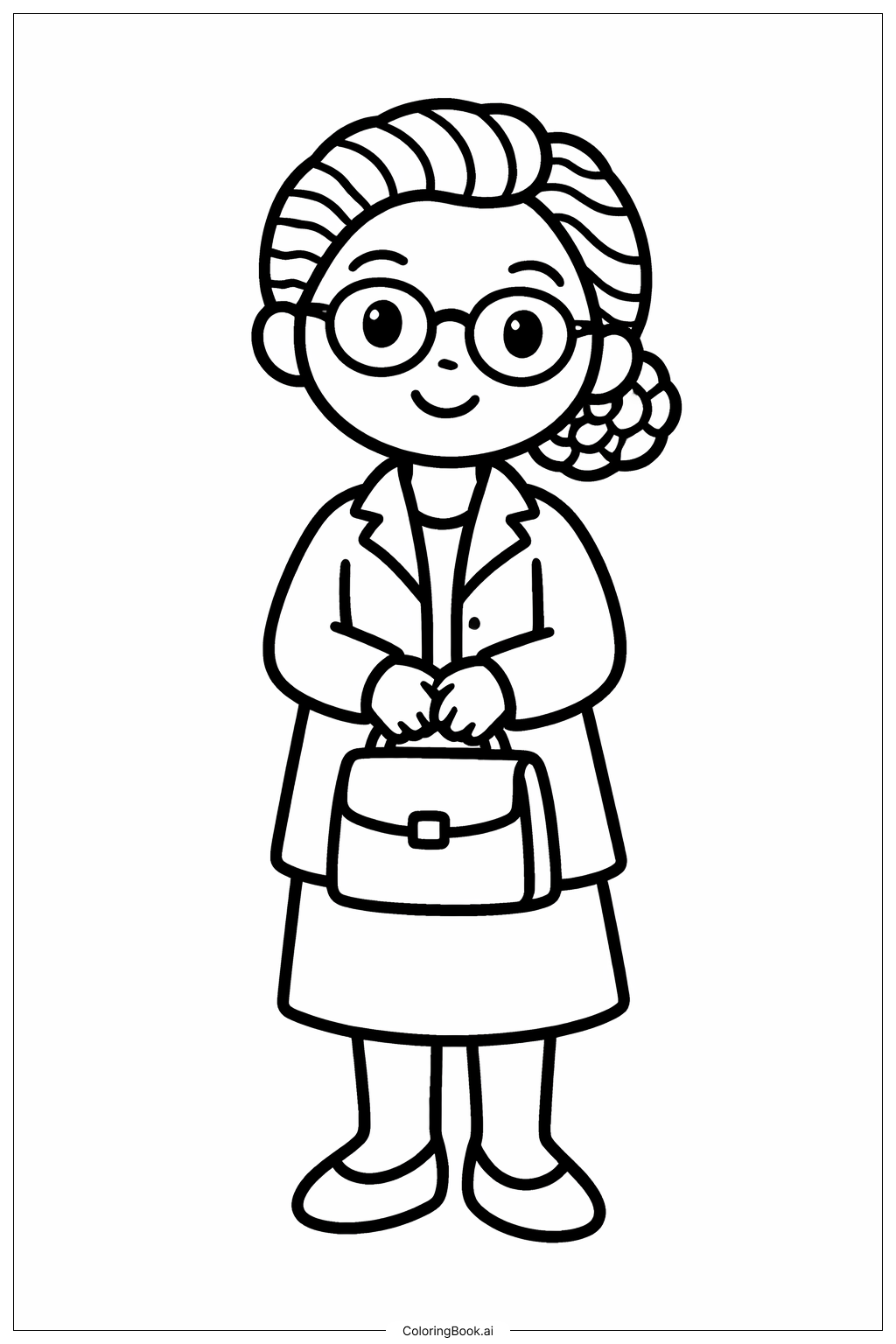  罗莎·帕克斯 简笔全身像填色页 