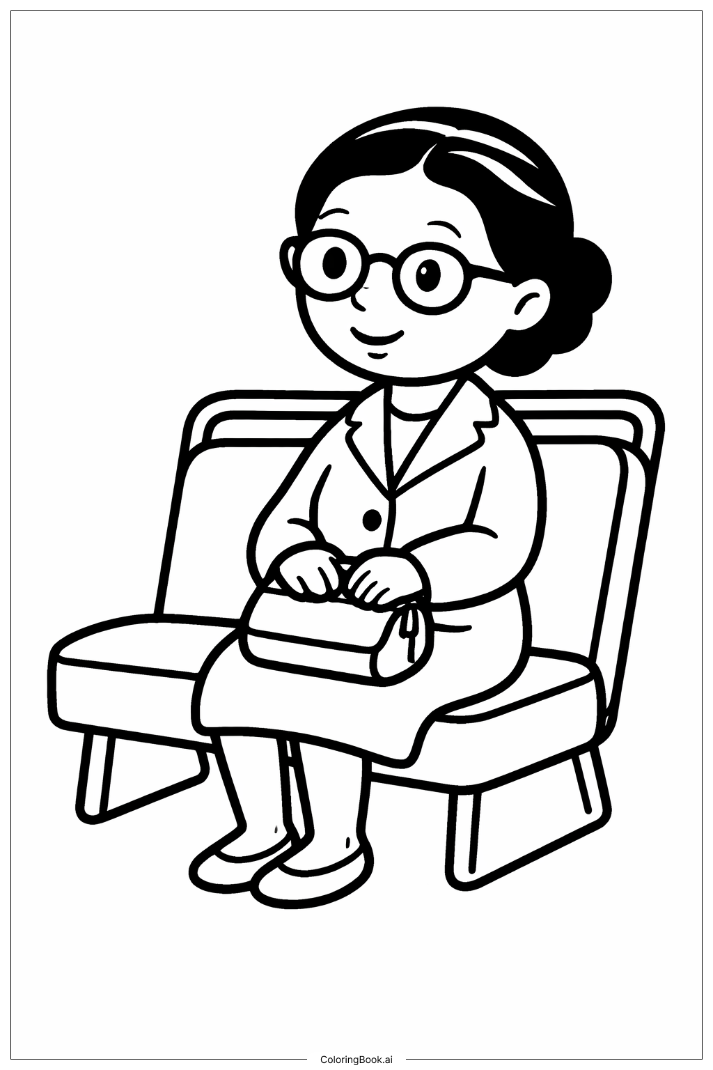  罗莎·帕克斯坐在公交座位上填色页 