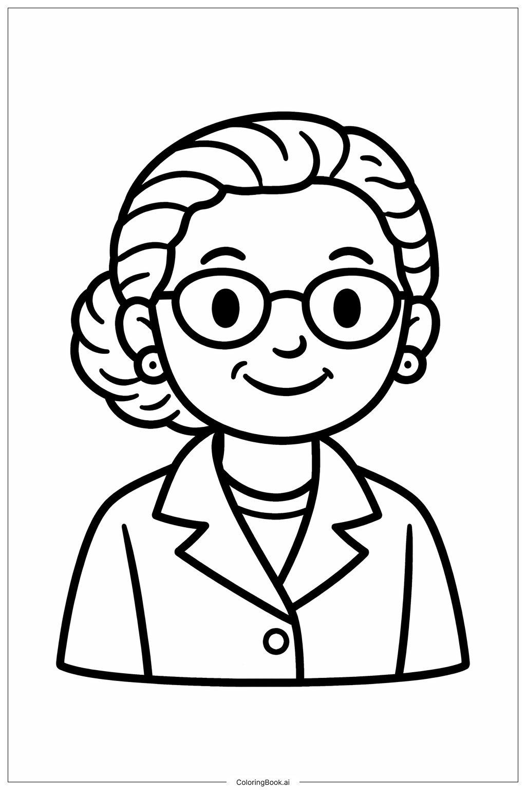  戴眼镜的罗莎·帕克斯填色页 