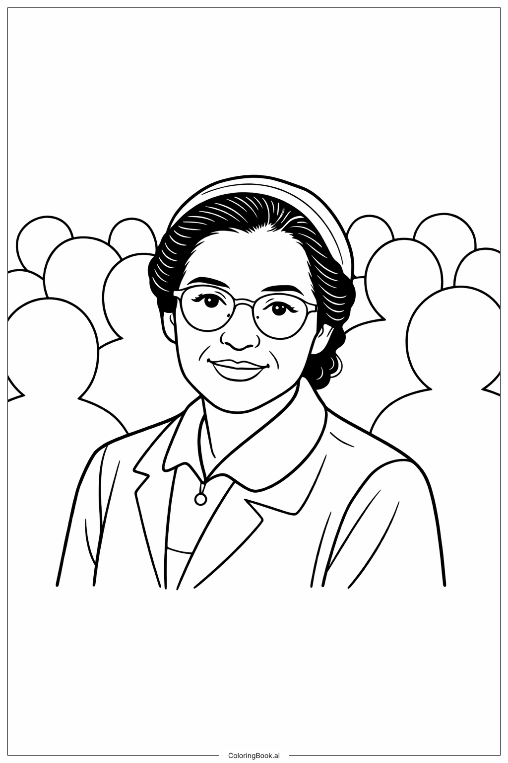  罗莎·帕克斯与简单人群填色页 