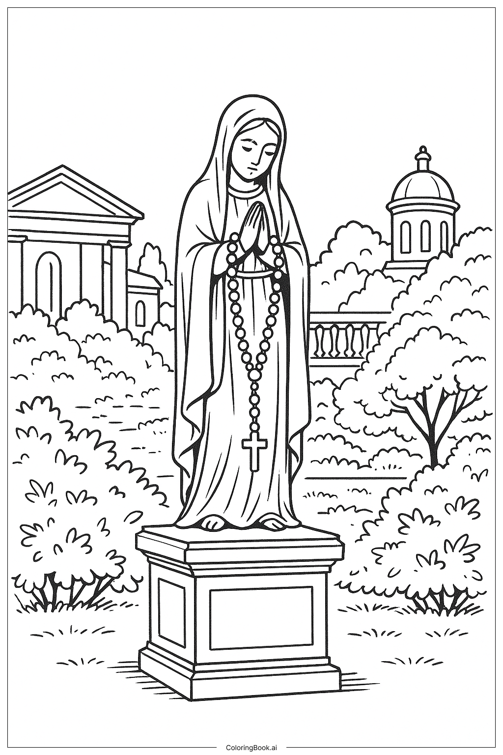  像の周りのロザリオの塗り絵ページ 