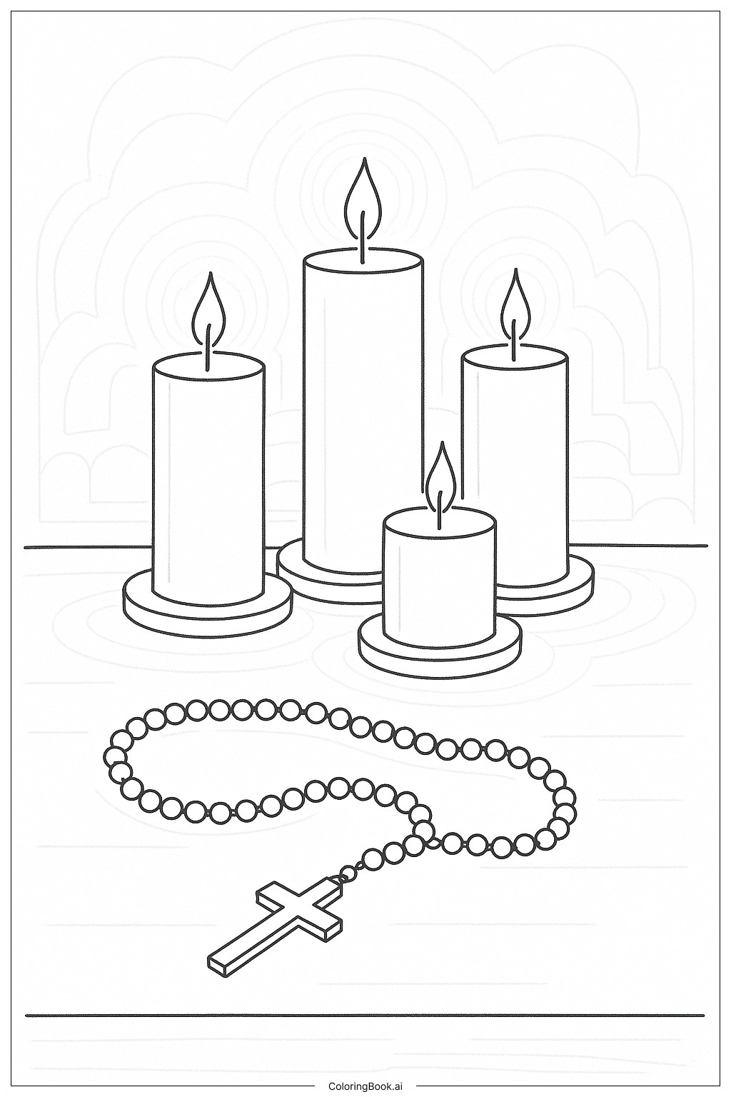 Página para colorear de Rosario a la luz de las velas