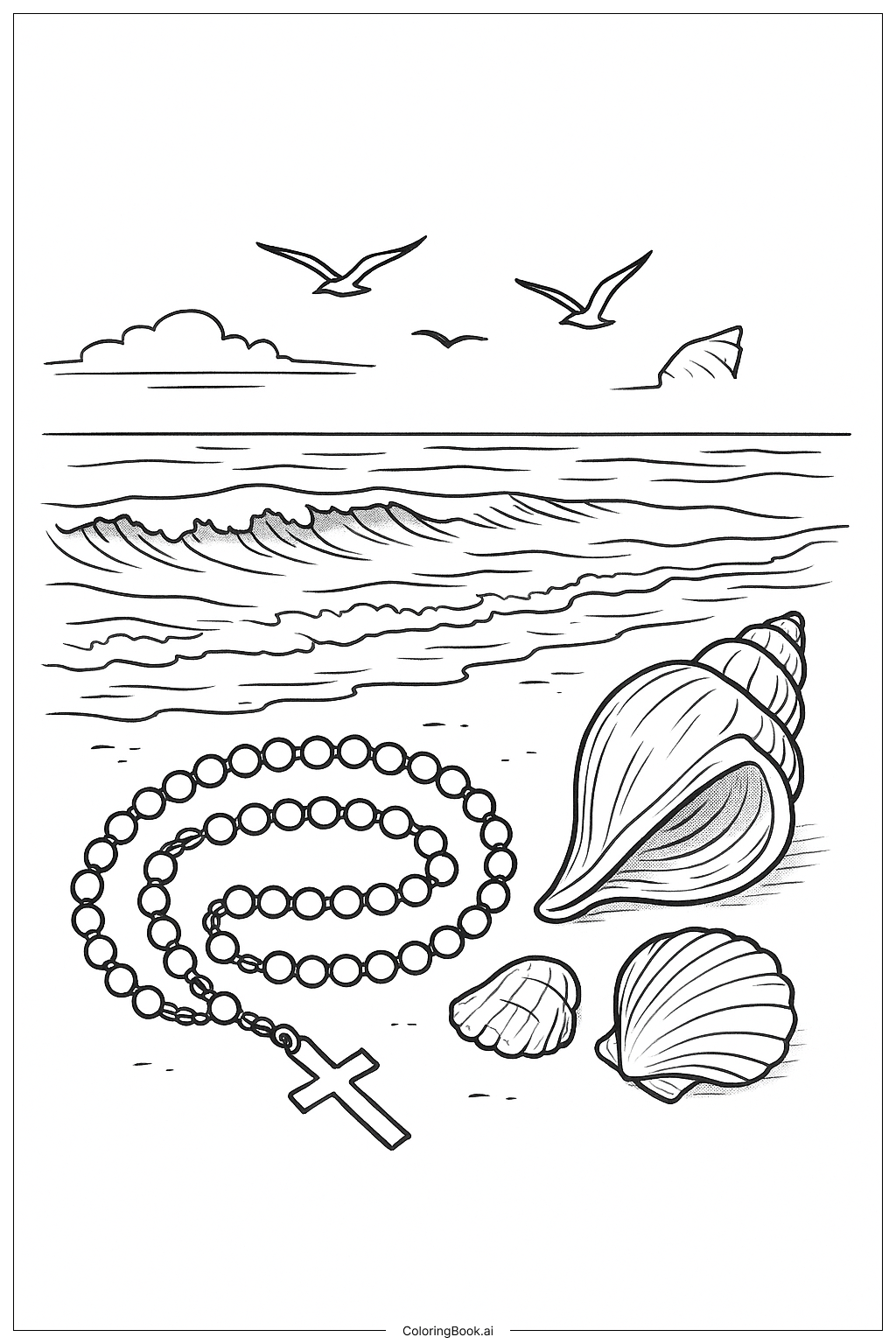 Rosary By Seashells Coloring Page
