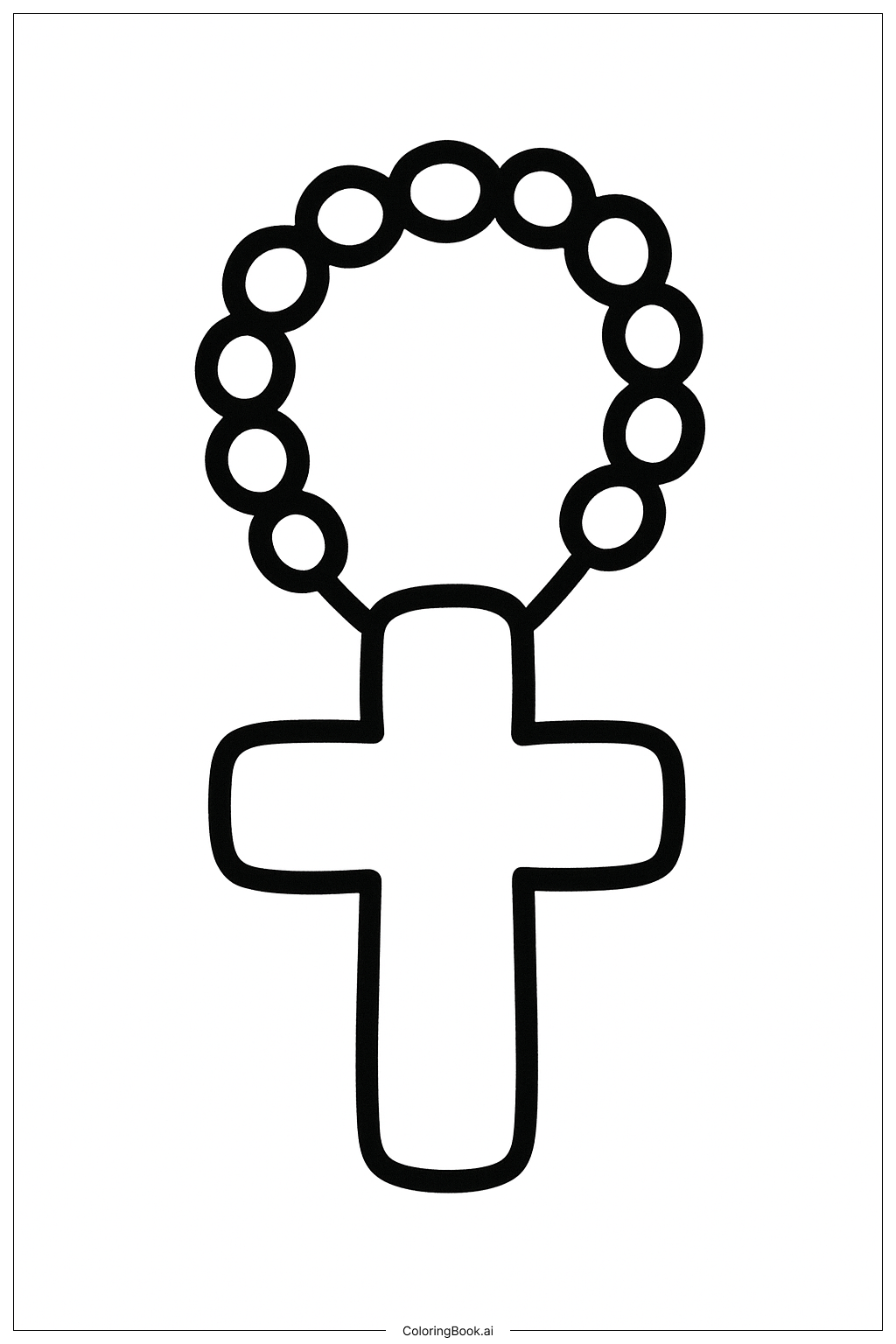  玫瑰念珠可爱十字架填色页 