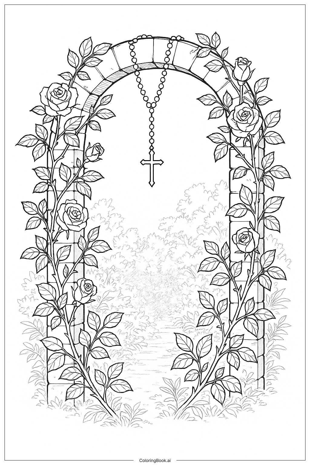 묵주 정원 아치 색칠공부 페이지