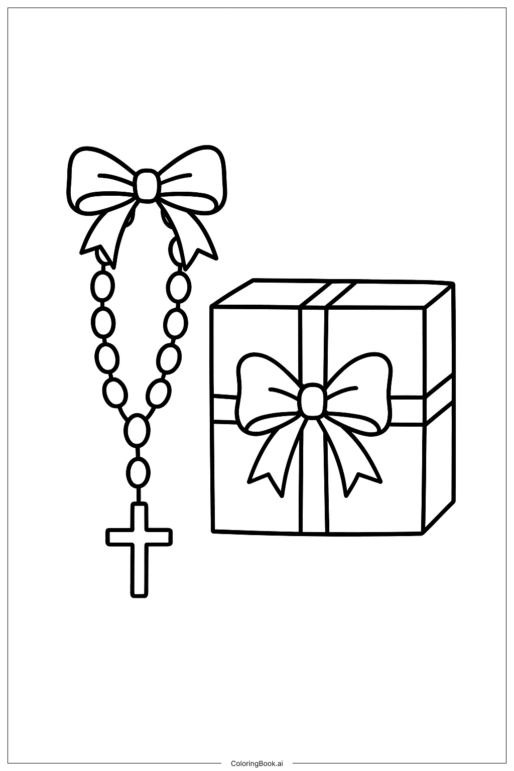  Página para colorir de Presente de Feriado do Terço 