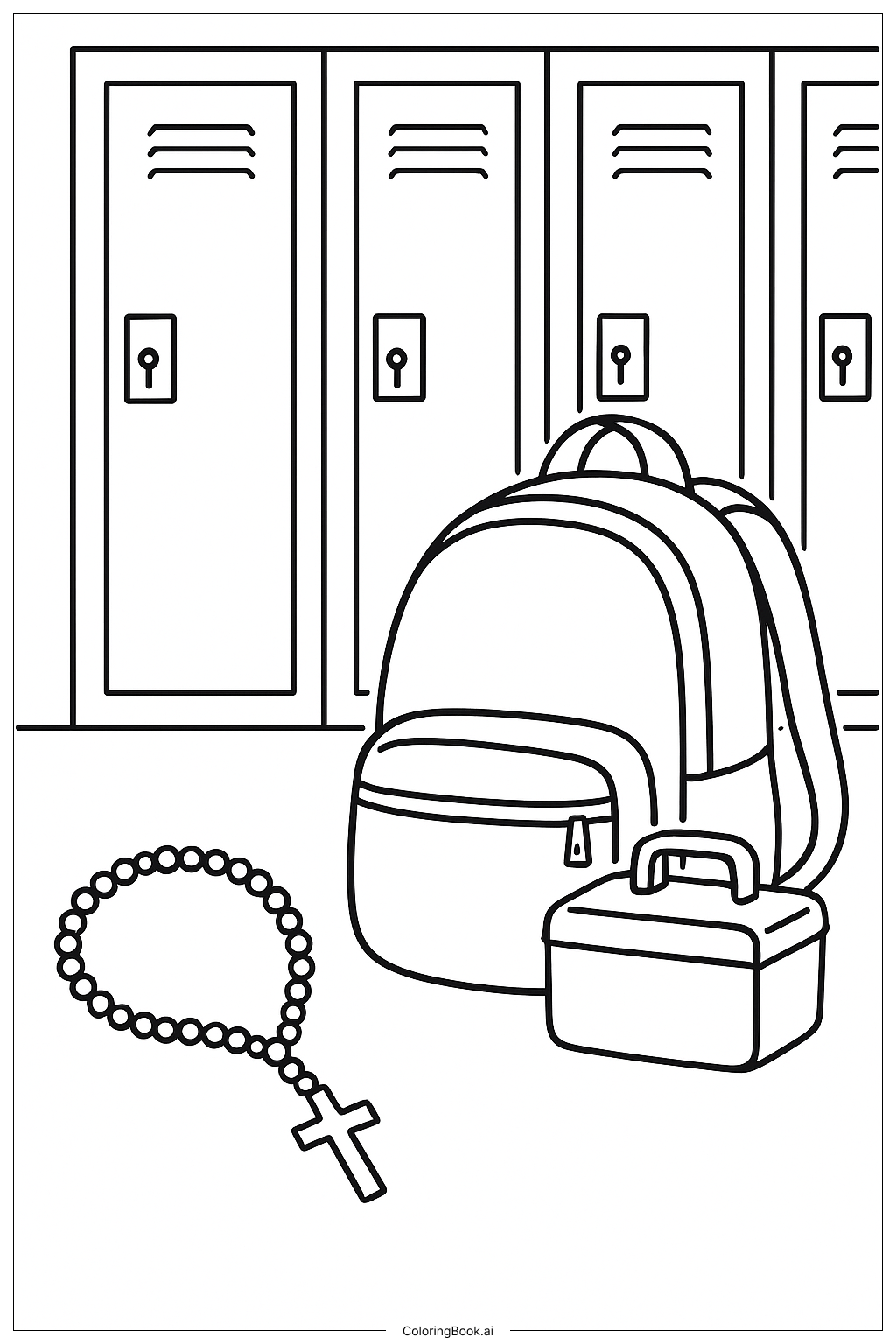  Página para colorir de Rosário na Mochila 